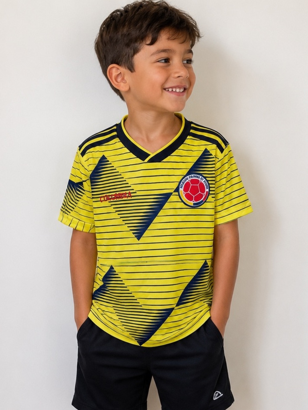 Colombia National Soccer Team Yellow Blue Retro Style Jersey